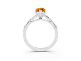 White gold Marquise Cut Citrine Solitaire with Side Baguettes and Channel Set Band_3