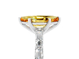 White gold Marquise Cut Citrine Solitaire with Side Baguettes and Channel Set Band_5