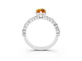 White gold Marquise Cut Citrine Solitaire with Side Stones, Pave Band, Four-Prong Setting_39
