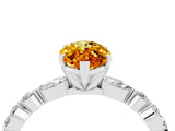 White gold Marquise Cut Citrine Solitaire with Side Stones on a Pavé Band and Four-Prong Setting_4