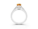 White gold Marquise Cut Citrine Split Shank Engagement Ring with Pavé Band_3