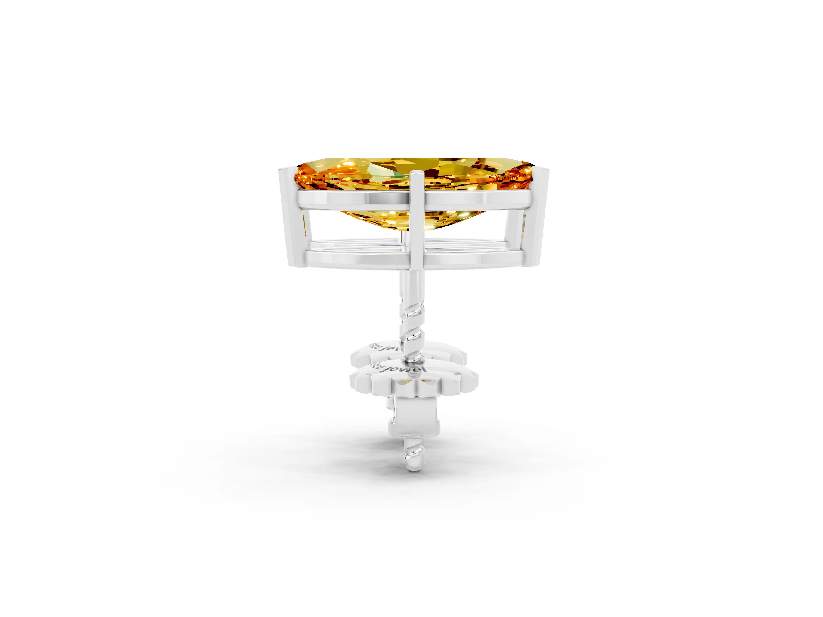 White gold Marquise Cut Citrine Stud Earrings_23