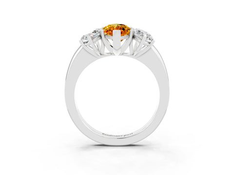 White gold Marquise Cut Citrine Three-Stone Ring with Four-Prong Setting and Classic Band_3