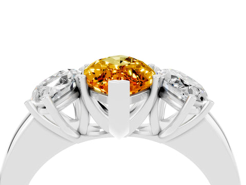 White gold Marquise Cut Citrine Three-Stone Ring with Four-Prong Setting and Classic Band_4