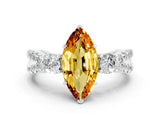 White gold Marquise Cut Citrine Three-Stone Ring with Pavé Split Shank and Four-Prong Setting_12