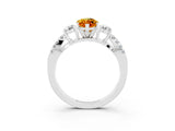 White gold Marquise Cut Citrine Three-Stone Ring with Pavé Split Shank and Four-Prong Setting_15