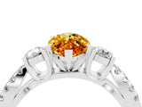 White gold Marquise Cut Citrine Three-Stone Ring with Pavé Split Shank and Four-Prong Setting_16