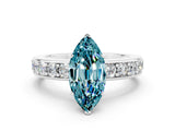 White gold Marquise Cut Cut Channel Set Diamond Engagement Ring with Four-Prong Setting