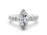White gold Marquise Cut Cut Channel Set Diamond Engagement Ring with Four-Prong Setting