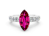 White gold Marquise Cut Cut Channel Set Diamond Engagement Ring with Four-Prong Setting