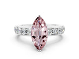 White gold Marquise Cut Cut Channel Set Diamond Engagement Ring with Four-Prong Setting