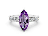 White gold Marquise Cut Cut Channel Set Diamond Engagement Ring with Four-Prong Setting