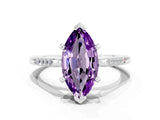 White gold Marquise Cut Cut Channel Set Solitaire Engagement Ring with Four-Prong Setting