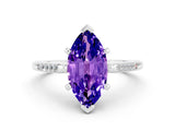 White gold Marquise Cut Cut Channel Set Solitaire Engagement Ring with Four-Prong Setting