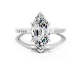 White gold Marquise Cut Cut Channel Set Solitaire Engagement Ring with Four-Prong Setting