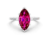 White gold Marquise Cut Cut Channel Set Solitaire Engagement Ring with Four-Prong Setting