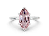 White gold Marquise Cut Cut Channel Set Solitaire Engagement Ring with Four-Prong Setting