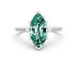 White gold Marquise Cut Cut Channel Set Solitaire Engagement Ring with Four-Prong Setting