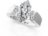 White gold Marquise Cut Cut Diamond Channel Set Solitaire Ring with Four-Prong Setting_160