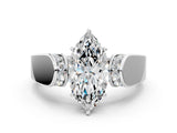 White gold Marquise Cut Cut Diamond Channel Set Solitaire Ring with Four-Prong Setting_453