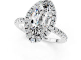White gold Marquise Cut Cut Diamond Floral Halo Engagement Ring with Pavé Band and Prong Setting_1