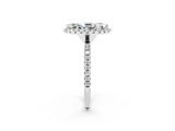 White gold Marquise Cut Cut Diamond Floral Halo Engagement Ring with Pavé Band and Prong Setting_2