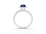 White gold Marquise Cut Cut Diamond Floral Halo Engagement Ring with Pavé Band and Prong Setting_3