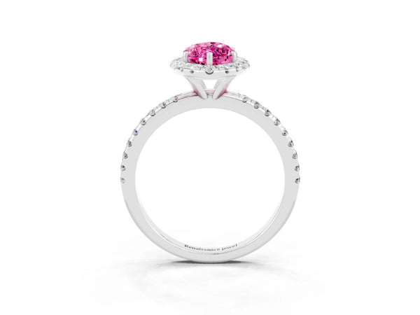 Platinum Marquise Cut Cut Diamond Floral Halo Engagement Ring with Pavé Band and Prong Setting