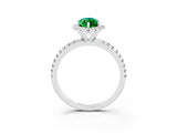 White gold Marquise Cut Cut Diamond Floral Halo Engagement Ring with Pavé Band and Prong Setting_3