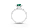 White gold Marquise Cut Cut Diamond Floral Halo Engagement Ring with Pavé Band and Prong Setting_3