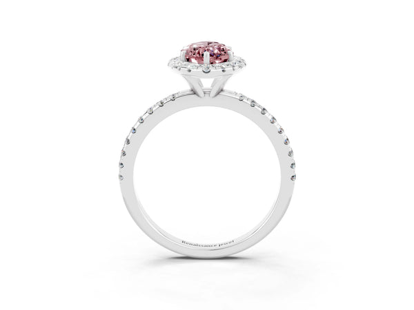 Platinum Marquise Cut Cut Diamond Floral Halo Engagement Ring with Pavé Band and Prong Setting