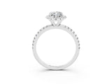 White gold Marquise Cut Cut Diamond Floral Halo Engagement Ring with Pavé Band and Prong Setting_3
