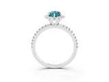White gold Marquise Cut Cut Diamond Floral Halo Engagement Ring with Pavé Band and Prong Setting_3
