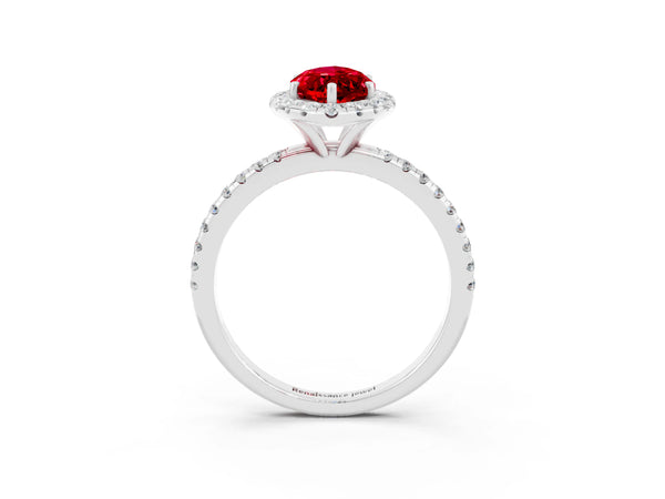 Platinum Marquise Cut Cut Diamond Floral Halo Engagement Ring with Pavé Band and Prong Setting