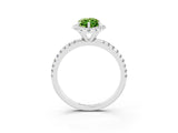 White gold Marquise Cut Cut Diamond Floral Halo Engagement Ring with Pavé Band and Prong Setting_3