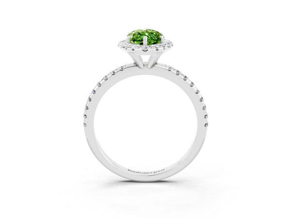 Silver Marquise Cut Cut Diamond Floral Halo Engagement Ring with Pavé Band and Prong Setting