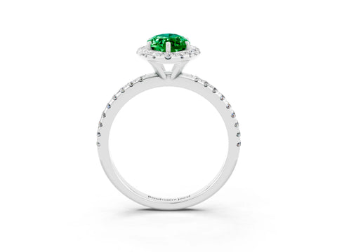 White gold Marquise Cut Cut Diamond Floral Halo Engagement Ring with Pavé Band and Prong Setting_3