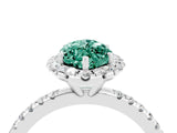 White gold Marquise Cut Cut Diamond Floral Halo Engagement Ring with Pavé Band and Prong Setting_4