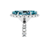 White gold Marquise Cut Cut Diamond Floral Halo Engagement Ring with Pavé Band and Prong Setting_5