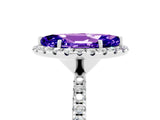 White gold Marquise Cut Cut Diamond Floral Halo Engagement Ring with Pavé Band and Prong Setting_5
