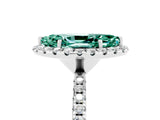 White gold Marquise Cut Cut Diamond Floral Halo Engagement Ring with Pavé Band and Prong Setting_5