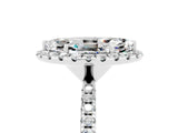 White gold Marquise Cut Cut Diamond Floral Halo Engagement Ring with Pavé Band and Prong Setting_5