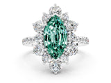 White gold Marquise Cut Cut Diamond Floral Halo Pave Band with Prong Setting