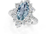 White gold Marquise Cut Cut Diamond Floral Halo Pave Band with Prong Setting_1