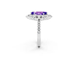 White gold Marquise Cut Cut Diamond Floral Halo Pave Band with Prong Setting_2