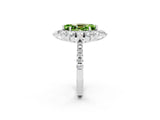 White gold Marquise Cut Cut Diamond Floral Halo Pave Band with Prong Setting_2