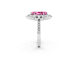 White gold Marquise Cut Cut Diamond Floral Halo Pave Band with Prong Setting_2