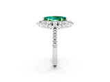 White gold Marquise Cut Cut Diamond Floral Halo Pave Band with Prong Setting_2