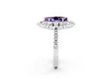 White gold Marquise Cut Cut Diamond Floral Halo Pave Band with Prong Setting_2