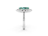 White gold Marquise Cut Cut Diamond Floral Halo Pave Band with Prong Setting_2